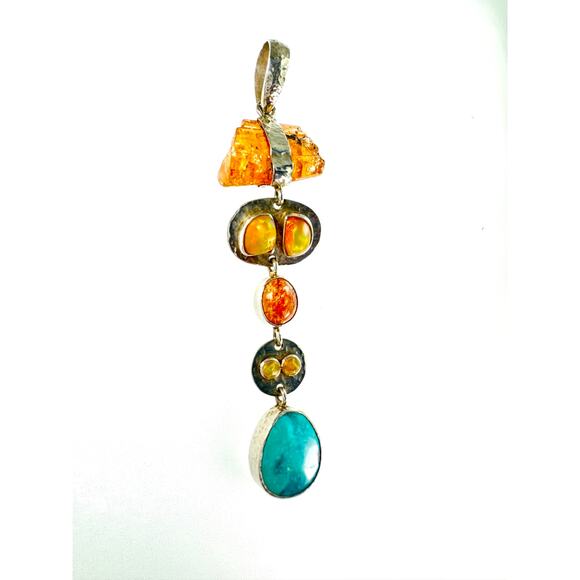 Sleeping Beauty Turquoise Welo Ethiopian Opal Sunstone Citrine Sterling Necklace - Picture 11 of 11